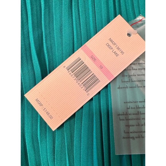 Nanette Lepore Size 10 Smocked High Neck Pleated Dress Deep Lake NWT $148 - Picture 6 of 13